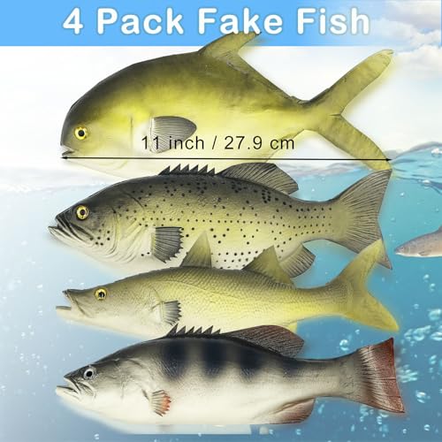 Nexboraque 4 Pack Fake Fish 11 Inch Artificial Fish Models Simulated Pretend Realistic Fish Lifelike Sea Fish for Party Display Kitchen Decor Photography Props 4 Types - Image 5