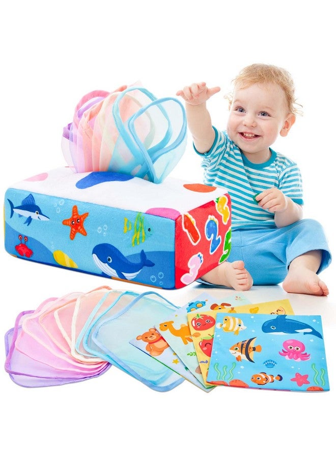 Yeeeasy Baby Tissue Box Toy Montessori Baby Toys for Infant 6,9,12 Months Sensory and Crinkle Tissue Box Toy for Boys&Girls Toddler Early Learning Gifts - Image 1