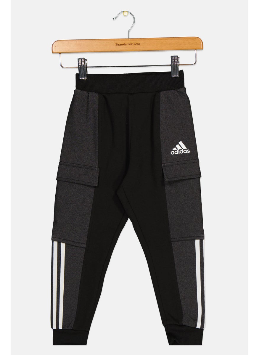 Adidas Toddlers Boy Brand Logo Tapered Leg Pants, Black/Grey  - Image 1