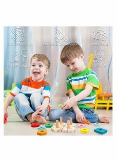Y&D Wooden Stacking Toys for Toddler, Turtles Shape Sorter Educational Puzzle Blocks  - Image 2