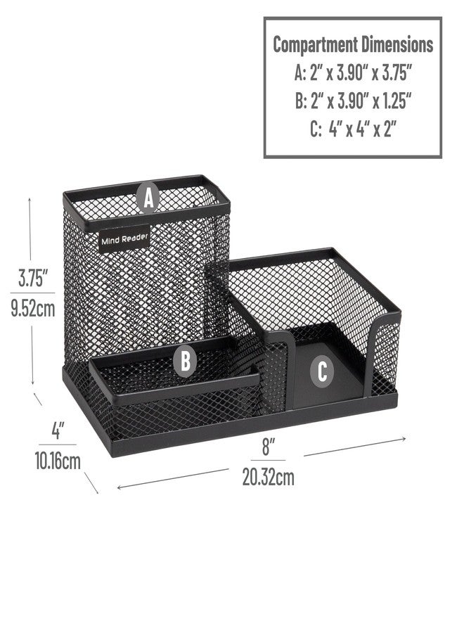 Mind Reader Desktop Organizer, Pen Holder, Clip Basket, Storage, Office, Metal Mesh, 8.07" L x 4.13" W x 3.94" H, Black - Image 3