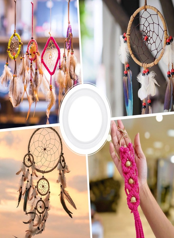 M METERXITY عبوة من 50 حلقة من حلقات Dream Catcher، 1.3 بوصة من البلاستيك إكليل المكرمية حلقات دائرية زهرية حلقات بلاستيكية دائرية دائرية لإكليل الزفاف/التعليق على الحائط/الكريسماس/التخييم، أبيض 0.16 بوصة - Image 5