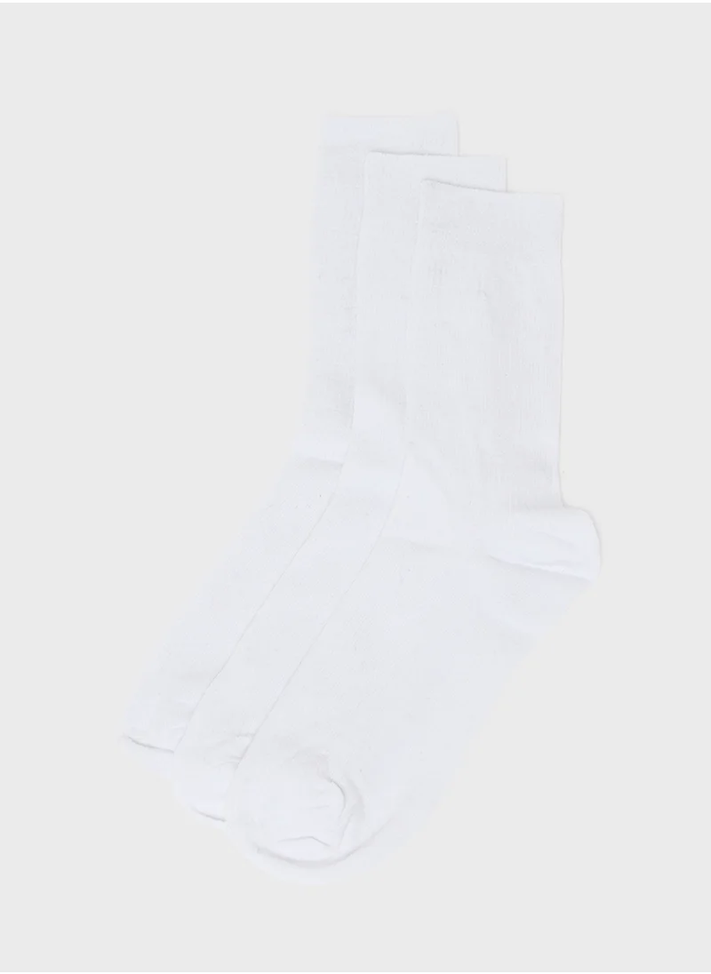 Seventy Five Basics Pack Of 3 Crew Length Socks