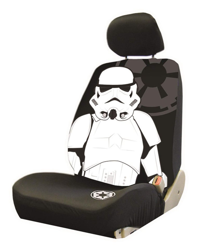 Plasticolor 006933R01 Star Wars Stormtrooper Low Back Universal Fit Car Truck SUV Seat Cover Black and White