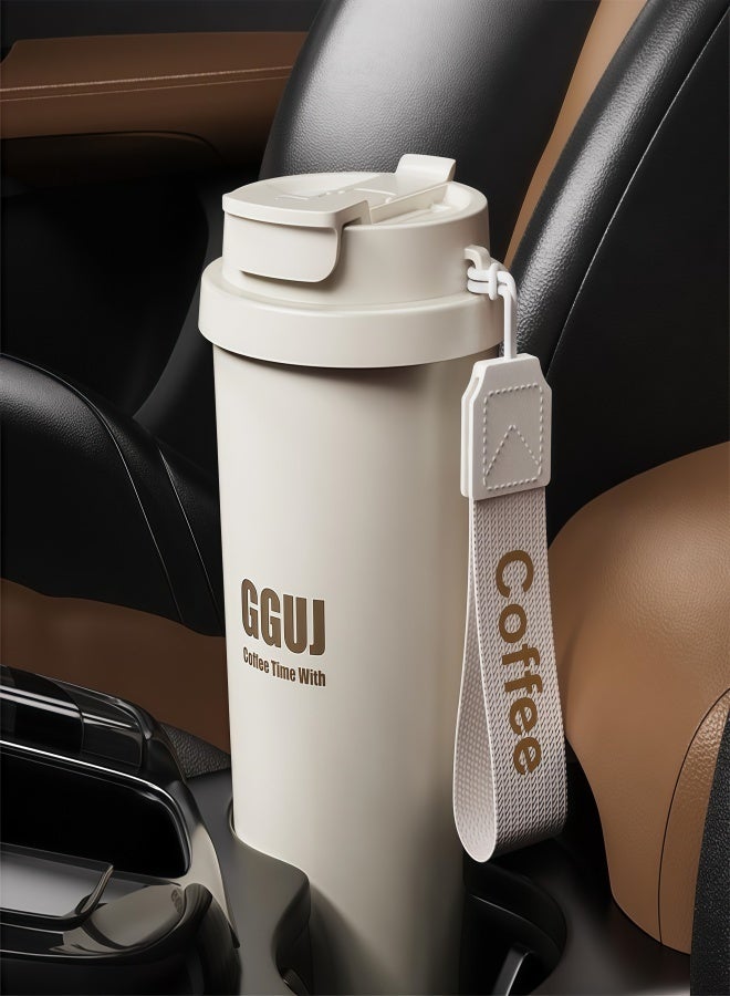 KEVIN Travel Coffee Mug, 500ml Insulated Beverage Cup With Leakproof Lid, Long Lasting Coffee Tumbler With Lid And Straw, Travel Coffee Thermos White - Image 5