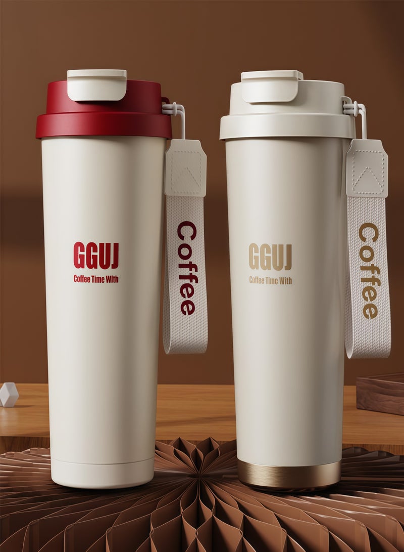 KEVIN Travel Coffee Mug, 500ml Insulated Beverage Cup With Leakproof Lid, Long Lasting Coffee Tumbler With Lid And Straw, Travel Coffee Thermos White - Image 4