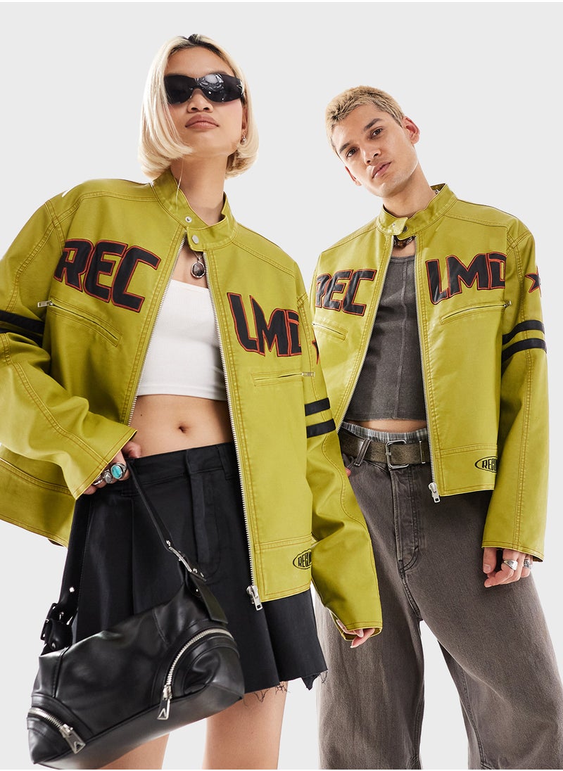 Reclaimed Vintage Unisex Leather Look Motor Jacket  - Image 1