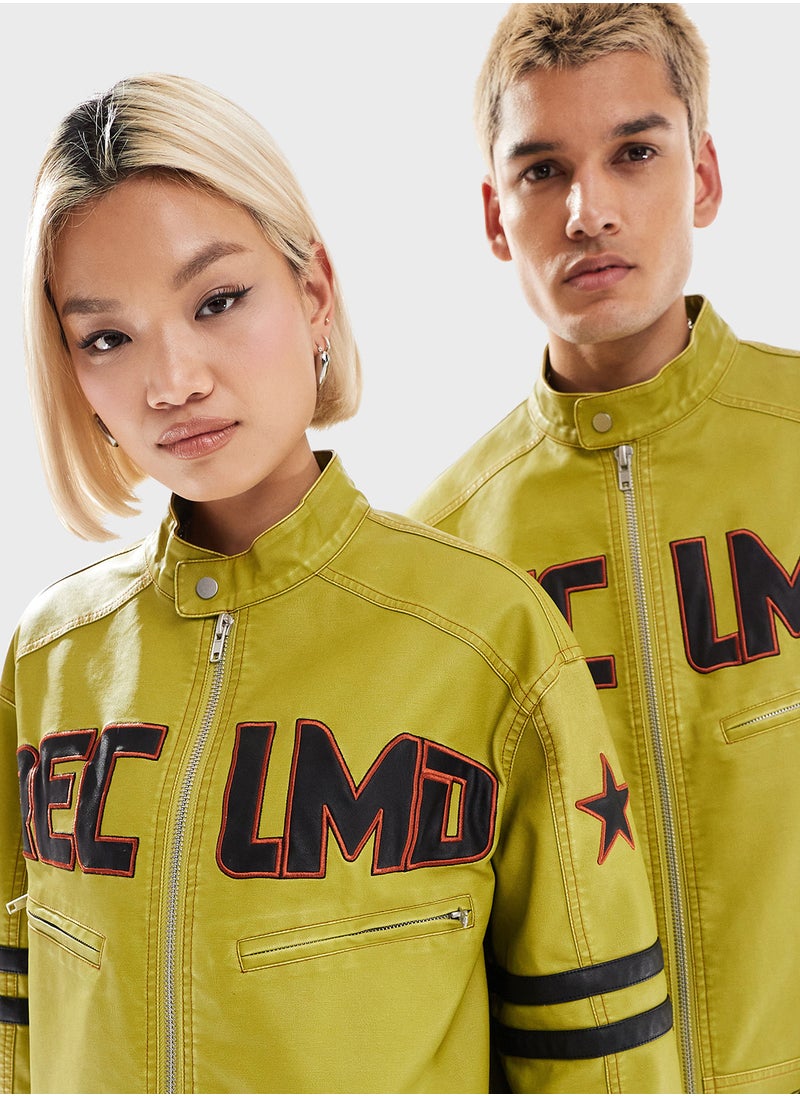 Reclaimed Vintage Unisex Leather Look Motor Jacket  - Image 3