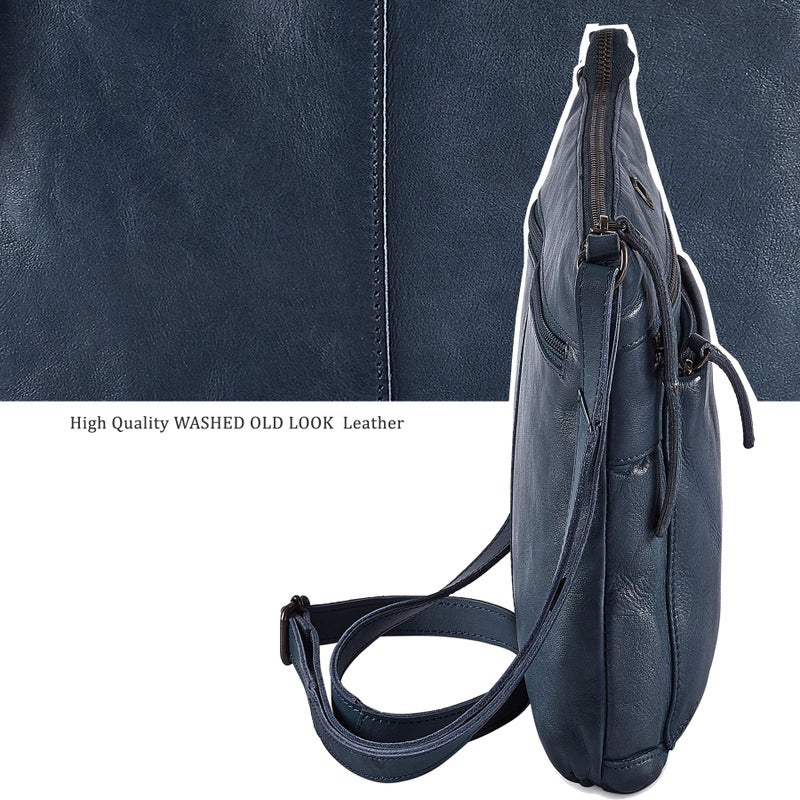 Cochoa Real Leather Purse for Women Crossbody Bag Travel Shoulder Handbag Small Vintage Pocketbook (Ocean Blue Washed Vintage) - Image 4