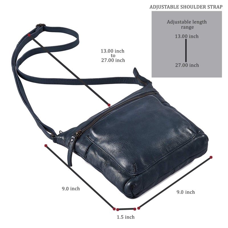 Cochoa Real Leather Purse for Women Crossbody Bag Travel Shoulder Handbag Small Vintage Pocketbook (Ocean Blue Washed Vintage) - Image 3