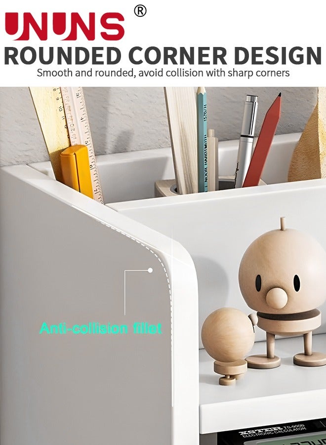 UNUNS Desktop Shelf Organizer,5 Compartments Wood Display Desk Shelf with Drawer,Office Storage Rack Tabletop Bookshelf Multipurpose Shelves For Home Decor,Office,Gifts - Image 5