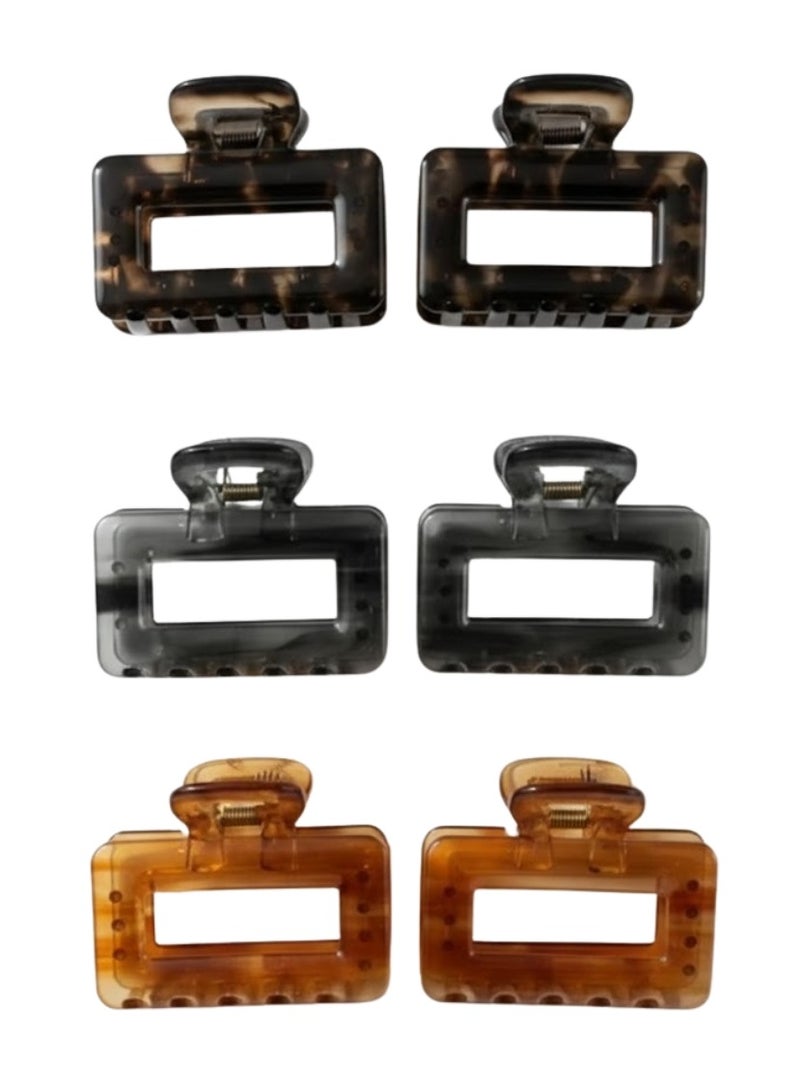 ألم الأسنان 6 قطع من مشابك الشعر للنساء والفتيات - بلاستيك قوي غير قابل للانزلاق مع زنبرك معدني، مشابك فك للشعر الكثيف أو المتوسط، إكسسوارات شعر صغيرة متينة للتصفيف، وتثبيت الانفجارات، والكعكات، وتسريحات الشعر اليومية (متعددة الألوان) - Image 1