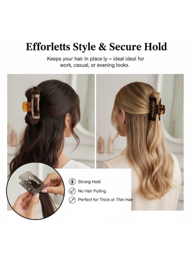 ألم الأسنان 6 قطع من مشابك الشعر للنساء والفتيات - بلاستيك قوي غير قابل للانزلاق مع زنبرك معدني، مشابك فك للشعر الكثيف أو المتوسط، إكسسوارات شعر صغيرة متينة للتصفيف، وتثبيت الانفجارات، والكعكات، وتسريحات الشعر اليومية (متعددة الألوان) - Image 3