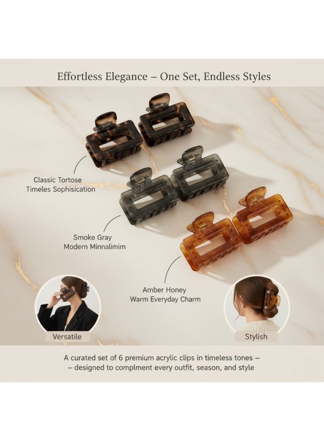 ألم الأسنان 6 قطع من مشابك الشعر للنساء والفتيات - بلاستيك قوي غير قابل للانزلاق مع زنبرك معدني، مشابك فك للشعر الكثيف أو المتوسط، إكسسوارات شعر صغيرة متينة للتصفيف، وتثبيت الانفجارات، والكعكات، وتسريحات الشعر اليومية (متعددة الألوان) - Image 5