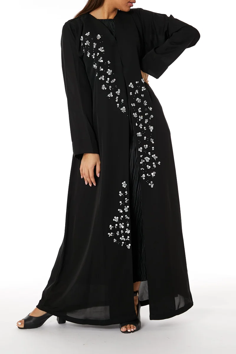 Moistreet Embellished Flared Sleeve Abaya