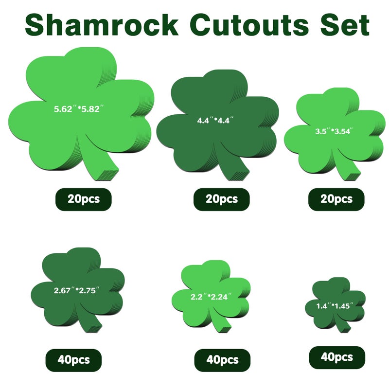 OHOME St Patricks Day Decorations - 180 PCS Shamrock Cutouts Pre-Cut Set | St Patricks Day Party Favors Supplies Accessories Decor for School Class - Spring Decor Shamrock Crafts Stickers for Bulletin Board - Image 3