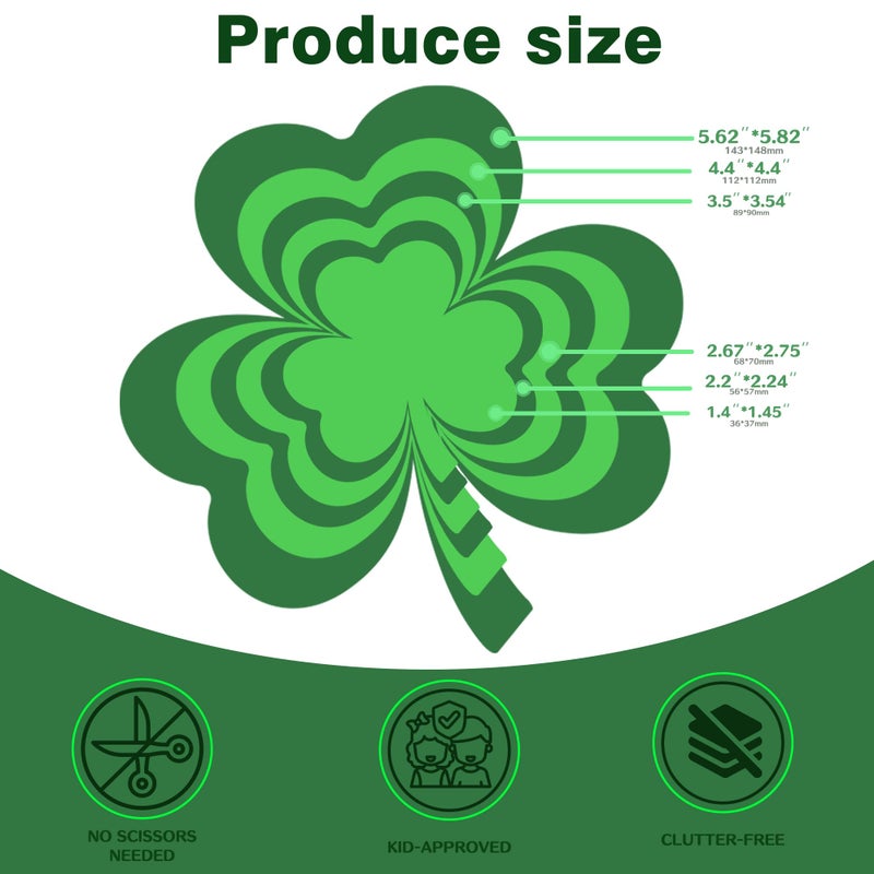 OHOME St Patricks Day Decorations - 180 PCS Shamrock Cutouts Pre-Cut Set | St Patricks Day Party Favors Supplies Accessories Decor for School Class - Spring Decor Shamrock Crafts Stickers for Bulletin Board - Image 2