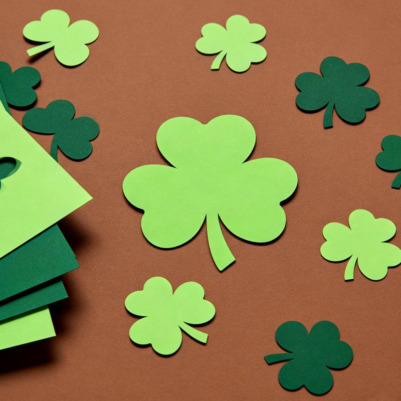 OHOME St Patricks Day Decorations - 180 PCS Shamrock Cutouts Pre-Cut Set | St Patricks Day Party Favors Supplies Accessories Decor for School Class - Spring Decor Shamrock Crafts Stickers for Bulletin Board - Image 4