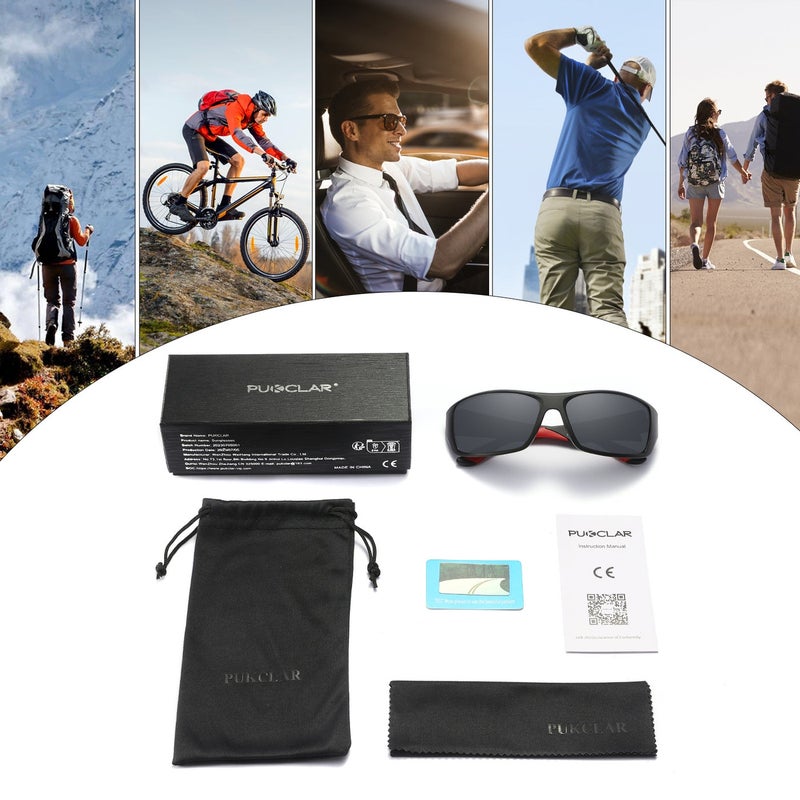 بوكيلار نظارات شمسية PUKCLAR للرجال والنساء مع عدسة مقطبة للاستخدام في الرياضة والجري وركوب الدراجات والصيد والقيادة والجولف إطار TR90 - Image 5