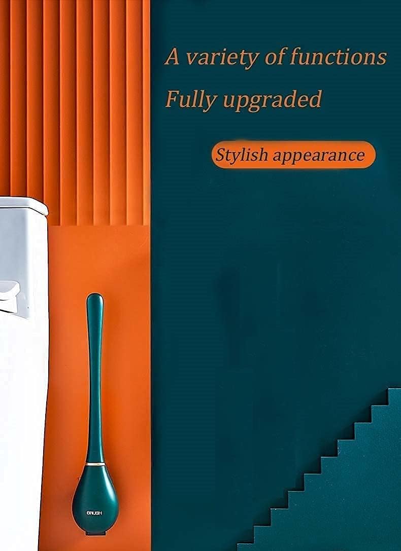 BBRAIMEN Silicone Toilet Brush with Holder Slim Flex Toilet Brush No-Slip Long Handle Soft Silicone Bristle Clean Toilet Corner Easily (New Toilet Brush) (Pack of 1) - Image 5