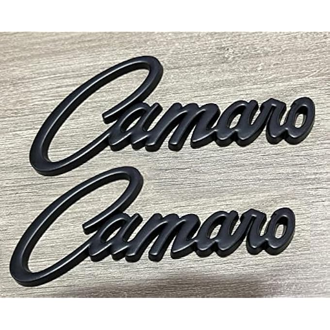rayihni 2Pc Camaro Emblem 3D Metal Badge Sticker Letter Nameplate Replacement For Camaro Ss Zl1 Z28 Black - Image 1