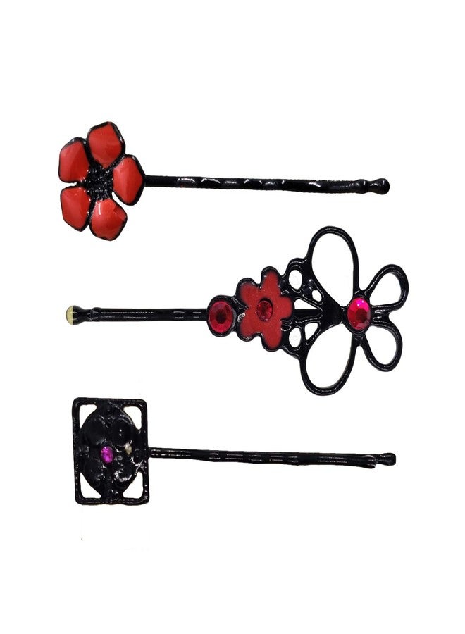 FURE Metal Black Beauty Bobby Hair Pins (Pink) for Women - Image 1