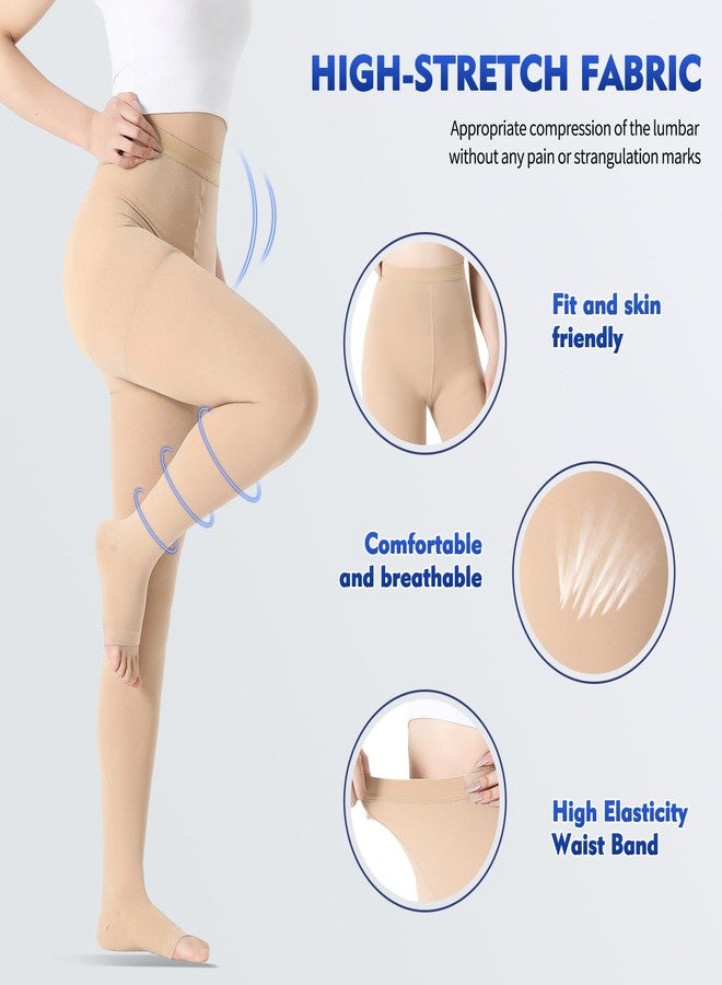 BURLWAY Medical Compression Pantyhose Stockings for Women & Men,20-30mmHg Graduated Support Hose Tights,Opaque Open Toe Waist High Compression Stockings & Leggings for Varicose Veins,Edema,Flight,DVT - Image 5