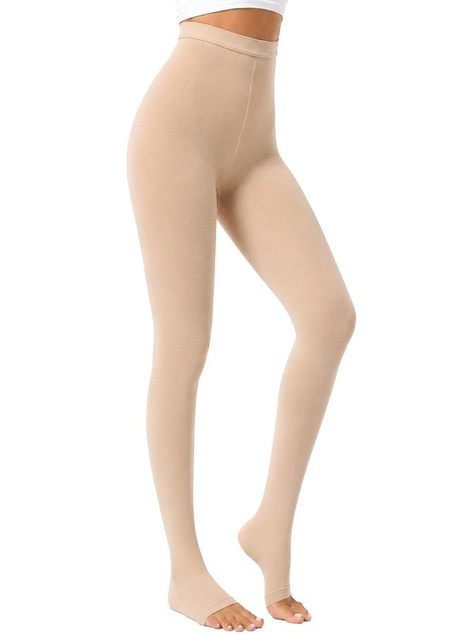 BURLWAY Medical Compression Pantyhose Stockings for Women & Men,20-30mmHg Graduated Support Hose Tights,Opaque Open Toe Waist High Compression Stockings & Leggings for Varicose Veins,Edema,Flight,DVT - Image 1