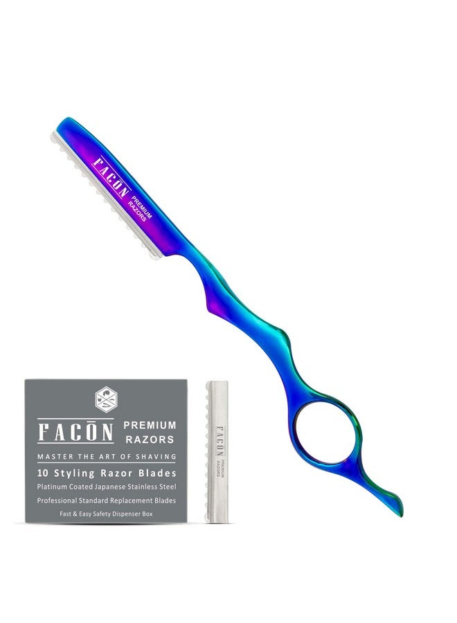 FACON Facón Professional Hair Styling Thinning Texturizing Cutting Faether Razor + 10 Replacement Blades - Image 1