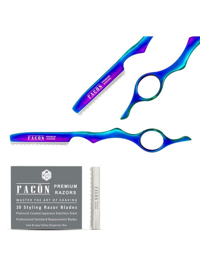 FACON Facón Professional Hair Styling Thinning Texturizing Cutting Faether Razor + 10 Replacement Blades - Image 2