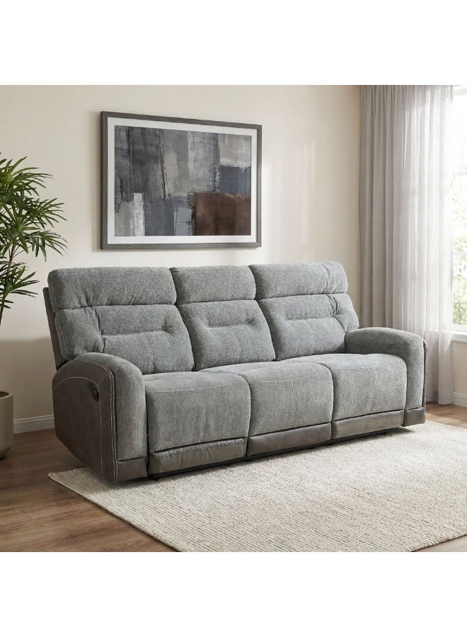 Holden 3 Seater Fabric Recliner Sofa - Grey | Comfortable Reclining Sofa with | Stylish Furniture for Living Room | Durable Wood & Fabric Design