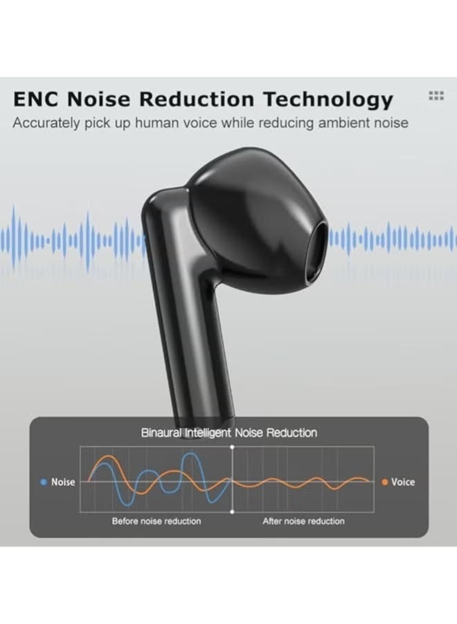 سماعات أذن لاسلكية تعمل بتقنية البلوتوث مزودة بسماعات أذن لاسلكية 5.4 بلوتوث لإلغاء الضوضاء لنظامي أندرويد وآيفون سماعات لاسلكية لرياضة الجري وركوب الدراجات وقيادة الجيم (أسود) - Image 3