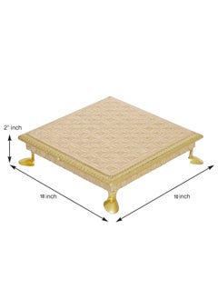 Webelkart Webelkart Wooden Brass Fitted Golden Rajwadi Chowki/Patla -10.00"x 10.00"x 2.00" Inch  - Image 2