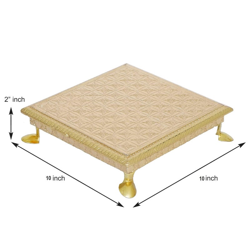 Webelkart طاولة راجواي الذهبية المصنوعة من الخشب والمزودة بالنحاس - 10.00" × 10.00" × 2.00" بوصة - Image 2