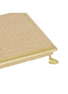 Webelkart Webelkart Wooden Brass Fitted Golden Rajwadi Chowki/Patla -10.00"x 10.00"x 2.00" Inch  - Image 3