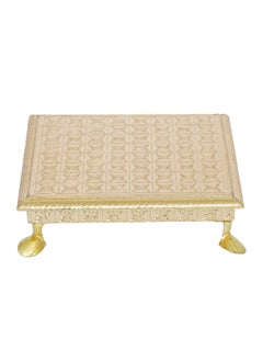 Webelkart Webelkart Wooden Brass Fitted Golden Rajwadi Chowki/Patla -10.00"x 10.00"x 2.00" Inch  - Image 1