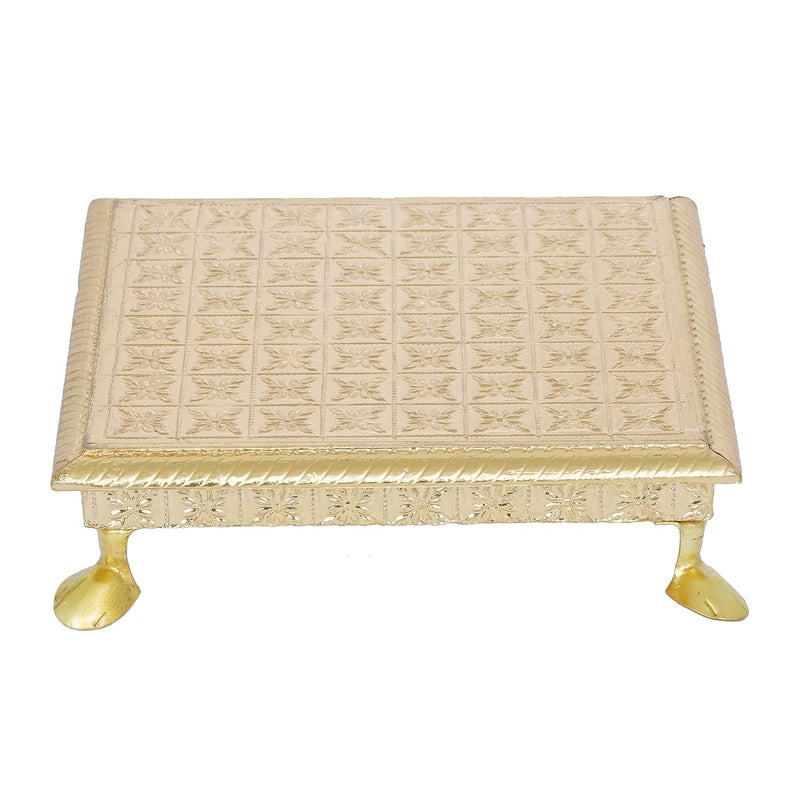 Webelkart طاولة راجواي الذهبية المصنوعة من الخشب والمزودة بالنحاس - 10.00" × 10.00" × 2.00" بوصة - Image 1