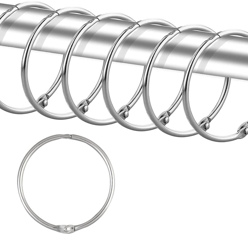 UNCONSIL 24 Pack Shower Curtain Rings,Rust Proof Shower Curtain Hooks for Bathroom,Circular Decorative Shower Curtain Rings and Hooks for Shower Rod,Metal Rings for Shower Curtain(Chrome) - Image 1