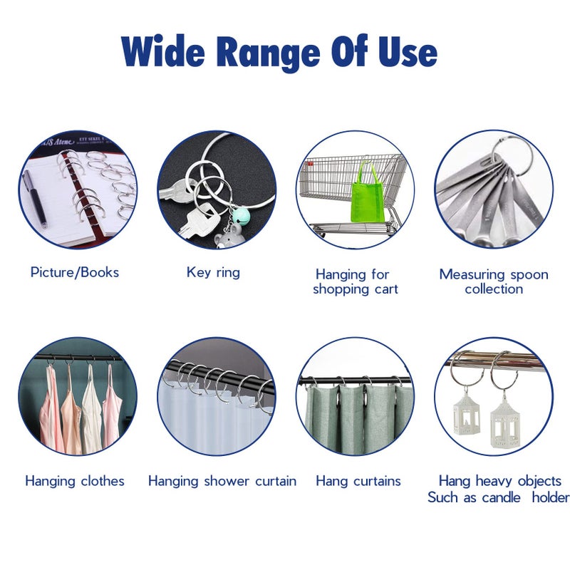 UNCONSIL 24 Pack Shower Curtain Rings,Rust Proof Shower Curtain Hooks for Bathroom,Circular Decorative Shower Curtain Rings and Hooks for Shower Rod,Metal Rings for Shower Curtain(Chrome) - Image 5