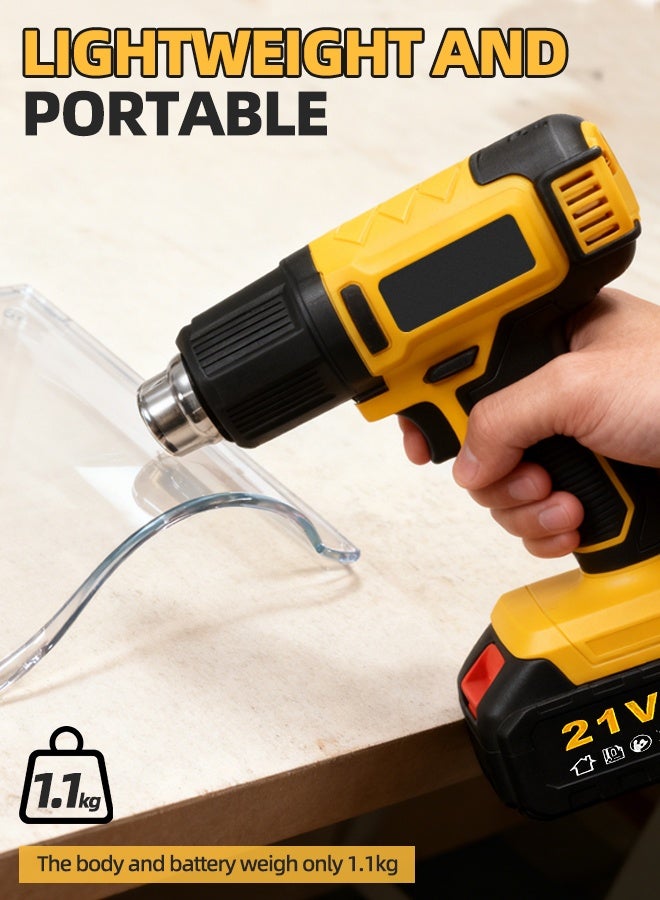 ALongDeng 300W Cordless Heat Gun  21V Hot Air Gun with 2 Batteries  550℃/1022℉ Max for Shrink Tubing Vinyl Wrap Resin & Crafting 3 Nozzle Kit Portable Electric Heat Gun for DIY - Image 5