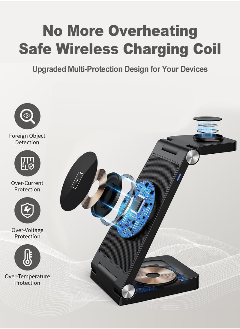 Chillspace 2025 3 in 1 Wireless Charging Station, 18W Fast Wireless Charger Stand, Wireless Charger for iPhone 16 15 14 13 12 Pro Max Plus, Apple Watch & Air pods 3 2 Pro, Portable Travel Charging Station Compatible with Samsug Galaxy S Huawei GT Xiaomi Sport Bluetooth Earbuds Headphones  - Image 2