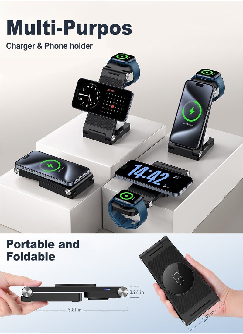 Chillspace 2025 3 in 1 Wireless Charging Station, 18W Fast Wireless Charger Stand, Wireless Charger for iPhone 16 15 14 13 12 Pro Max Plus, Apple Watch & Air pods 3 2 Pro, Portable Travel Charging Station Compatible with Samsug Galaxy S Huawei GT Xiaomi Sport Bluetooth Earbuds Headphones  - Image 4