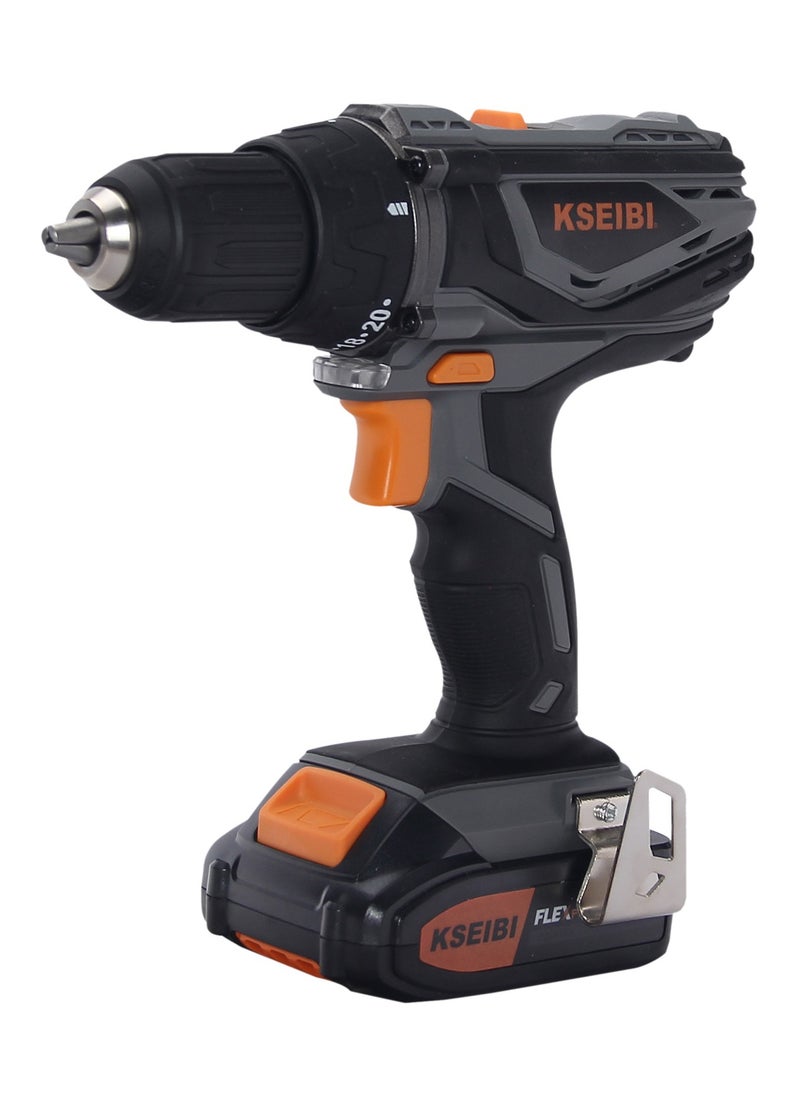 KSEIBI - Cordless Drill, 20V Power Drill with Variable Speed 0-350/0-1400 Rpm, Electric Drill for Drilling Wood, Metal, Plastic, Drywall, Screws, DIY, Plumbing and Electrical Work 1 Battery & Charger Included - Image 1