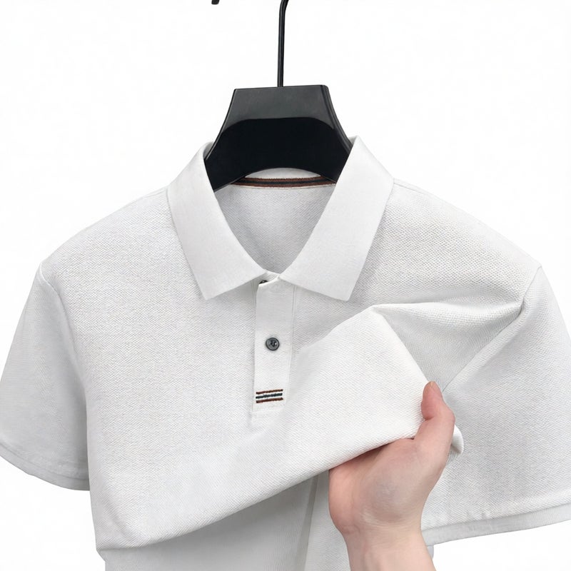 Men's Cotton Short Sleeve Polo Shirt Business Casual Summer Top