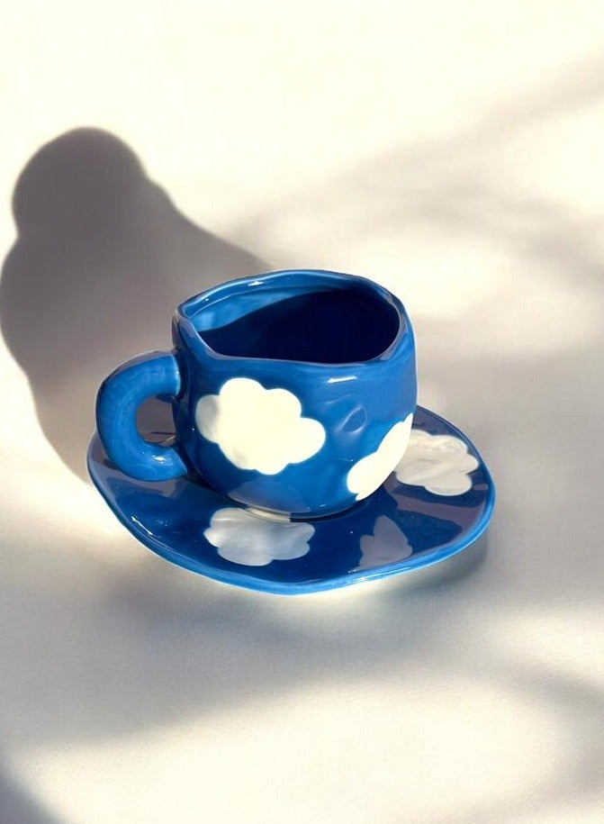 clooudiss Blue cloud cup/mug with saucer - Image 1