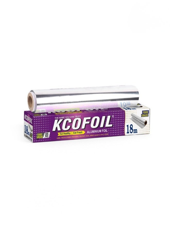 KCOFOIL Aluminum Silver Foil - 18 Meters | Food Grade Safe & ISI Certified Food Wrapping Aluminum Foil | for Lunch Packing for Home, School, Office & Hotels | FoilPaper Roll | Pack of-1 - Image 1
