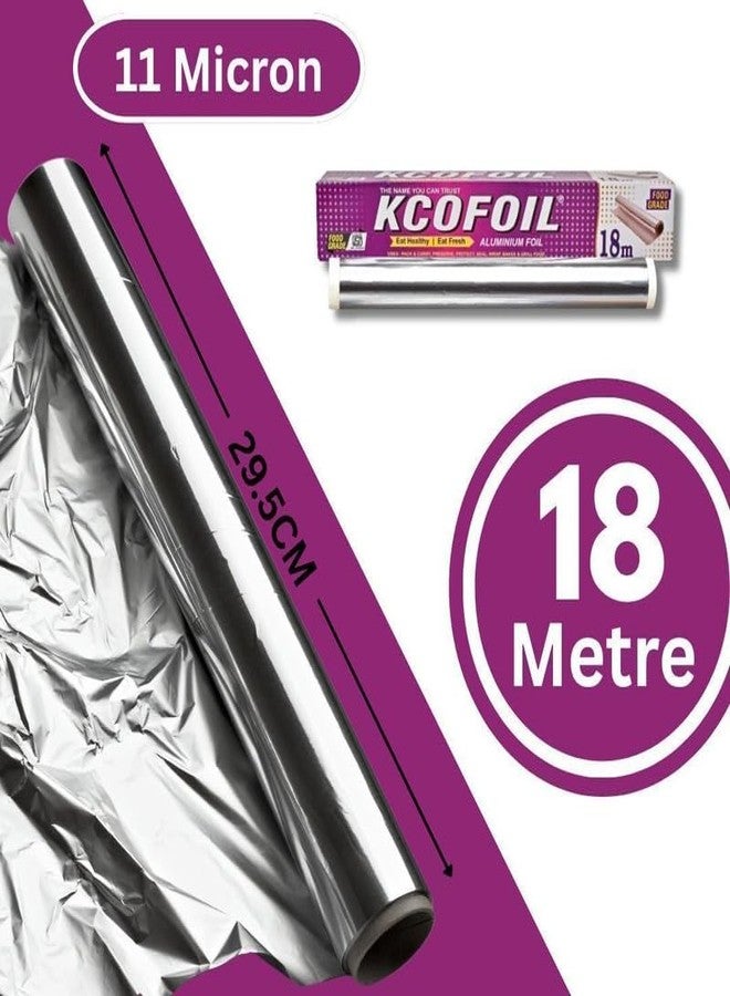 KCOFOIL Aluminum Silver Foil - 18 Meters | Food Grade Safe & ISI Certified Food Wrapping Aluminum Foil | for Lunch Packing for Home, School, Office & Hotels | FoilPaper Roll | Pack of-1 - Image 2