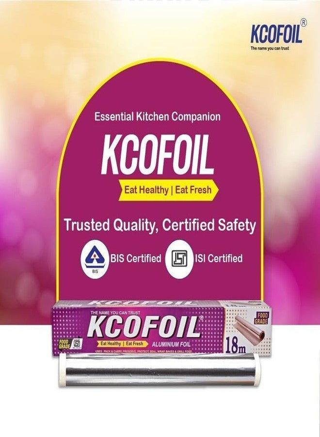 KCOFOIL Aluminum Silver Foil - 18 Meters | Food Grade Safe & ISI Certified Food Wrapping Aluminum Foil | for Lunch Packing for Home, School, Office & Hotels | FoilPaper Roll | Pack of-1 - Image 5