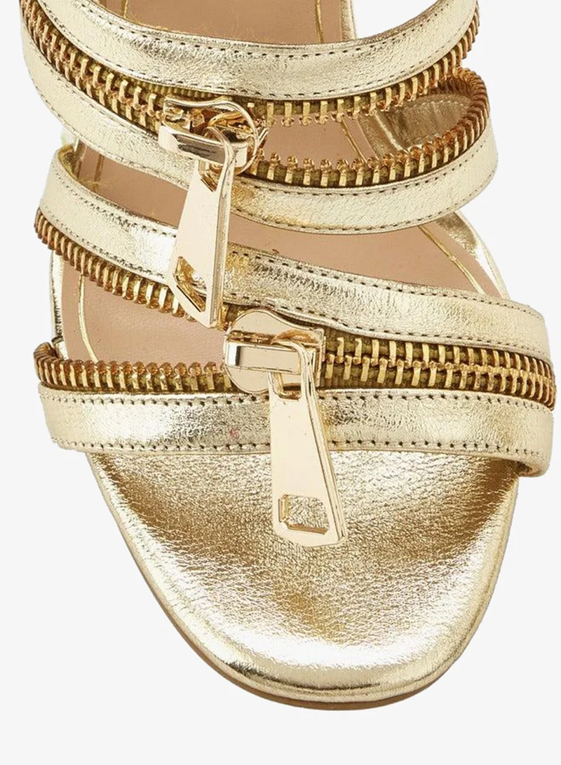 Celeste Gold Women Zip Closure Strap Sandals for Women | Best Price UAE