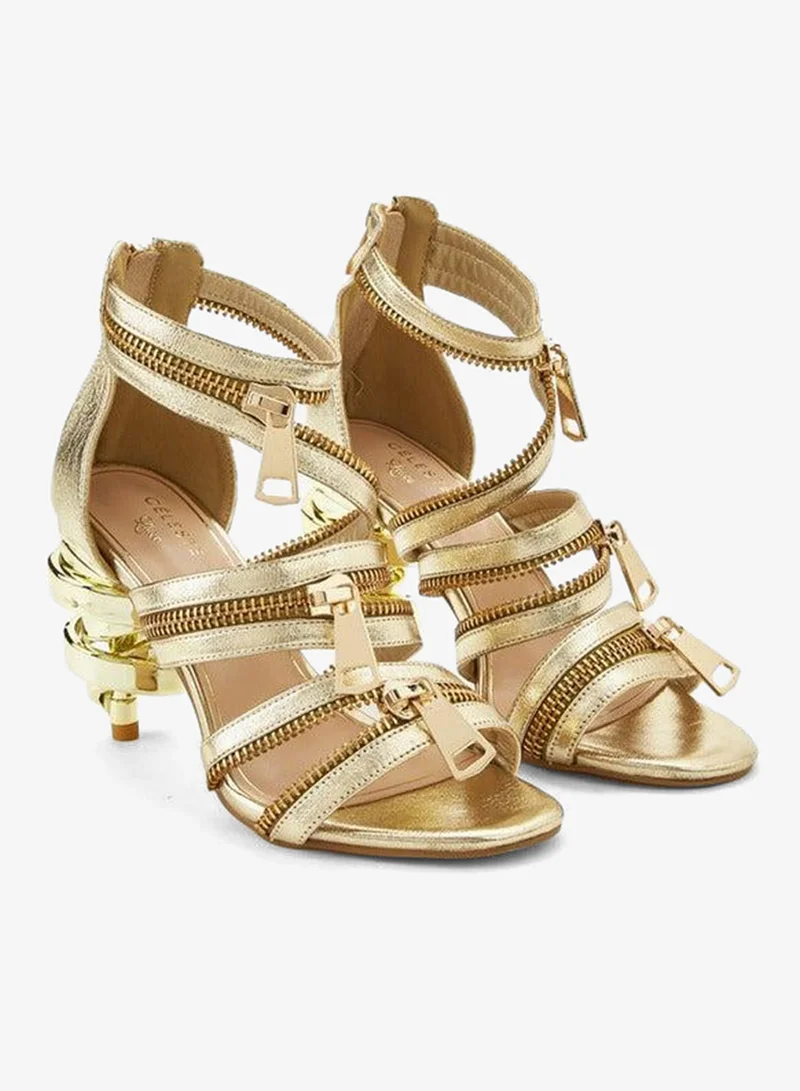 Celeste Gold Women Zip Closure Strap Sandals for Women | Best Price UAE